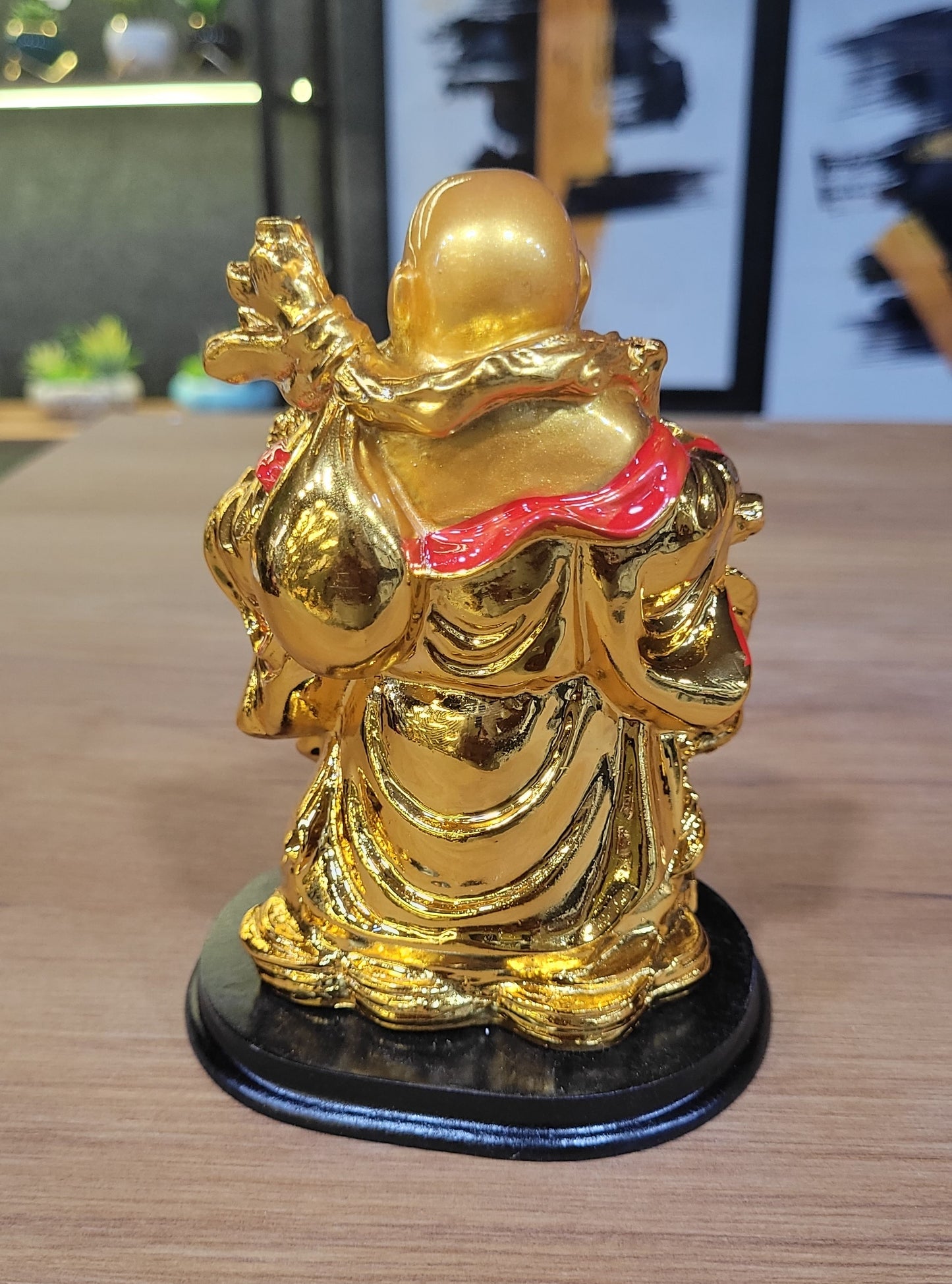 Euroxo 5" Feng Shui Golden Resin Laughing Buddha Statue