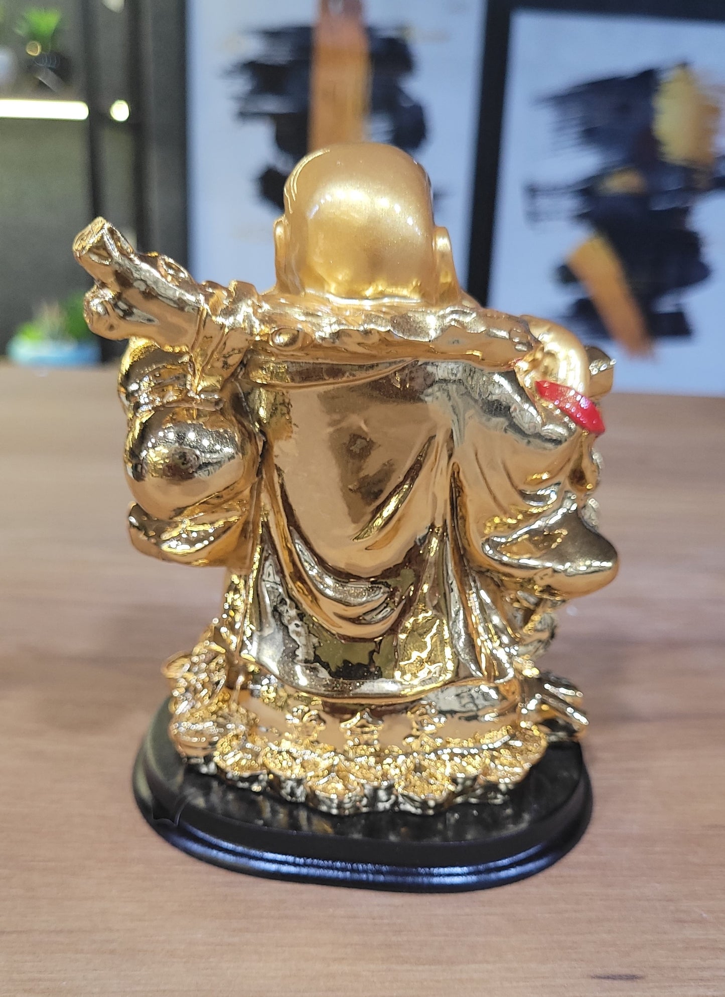 Euroxo 5" Feng Shui Golden Resin Laughing Buddha Statue