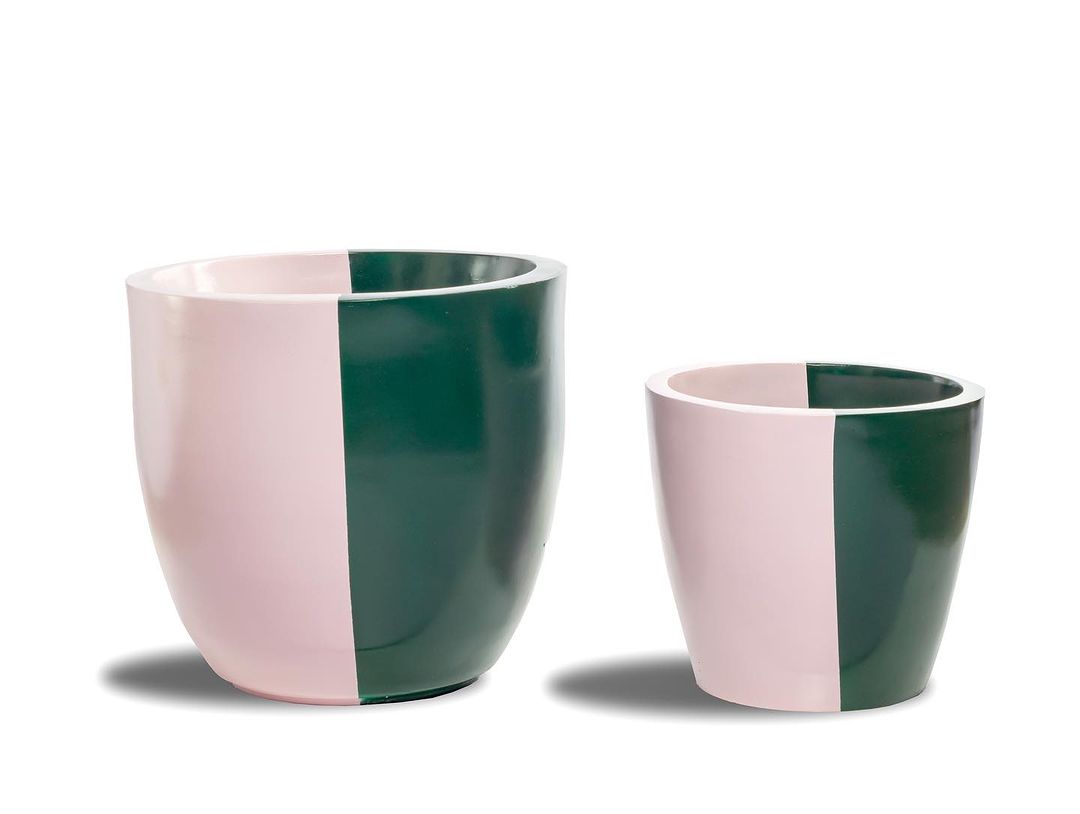 Euroxo Pink Green Fiber Planter Set | FRP Planter for indoor & outdoor