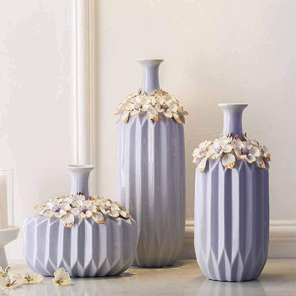 Vase Purple Ceramic Home Decoration Ornaments European Creative Flower Arrangement Bottle (Size : 31.5cm)