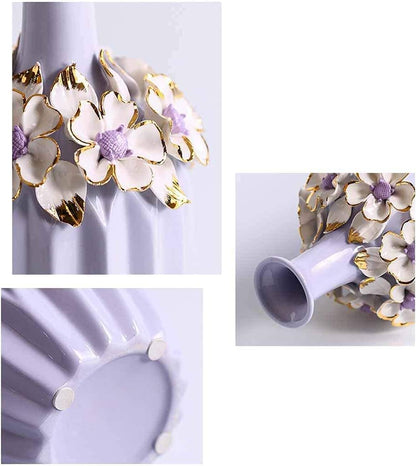 Vase Purple Ceramic Home Decoration Ornaments European Creative Flower Arrangement Bottle (Size : 31.5cm)