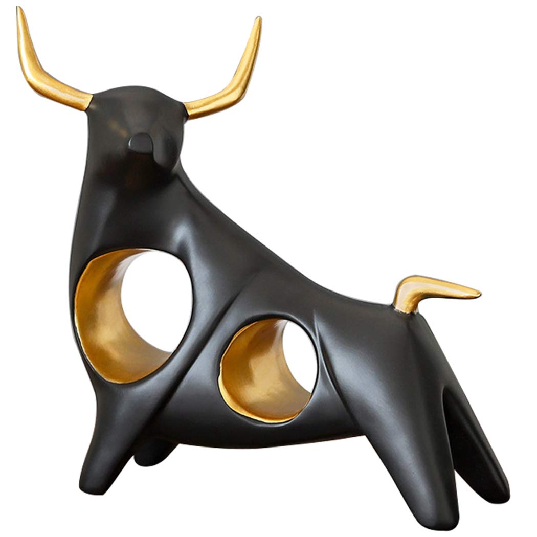 Desktop Ornaments Ox Resin Sculpture Home Decor Desktop Ornament Bull Statue Living Room Cattle (set of 2)