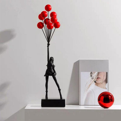 Luxury Balloon Girl Statues Banksy Flying Balloons Girl Art Sculpture Resin Craft Home Decor Christmas Gift 57cm