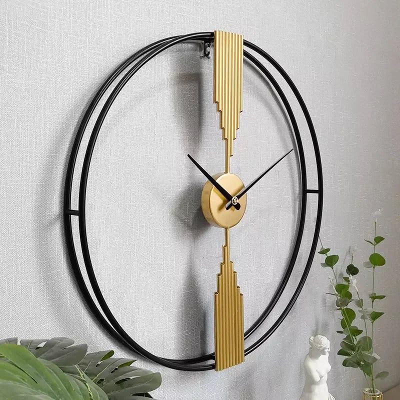 Metal Wall Clock Decorative Iron Metal Hanging Wall Clock for Home/Living Room/Bedroom/Hall/Dining Hall