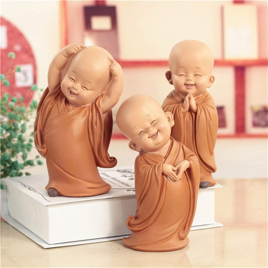 Buddha Statue Buddha Statue Cute Little Monk Sculpture Zen Buddha Resin Hand-Carved Buddha Statue Exquisite Decor Craft Best Gift (set of 3)