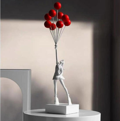 Luxury Balloon Girl Statues Banksy Flying Balloons Girl Art Sculpture Resin Craft Home Decor Christmas Gift 57cm