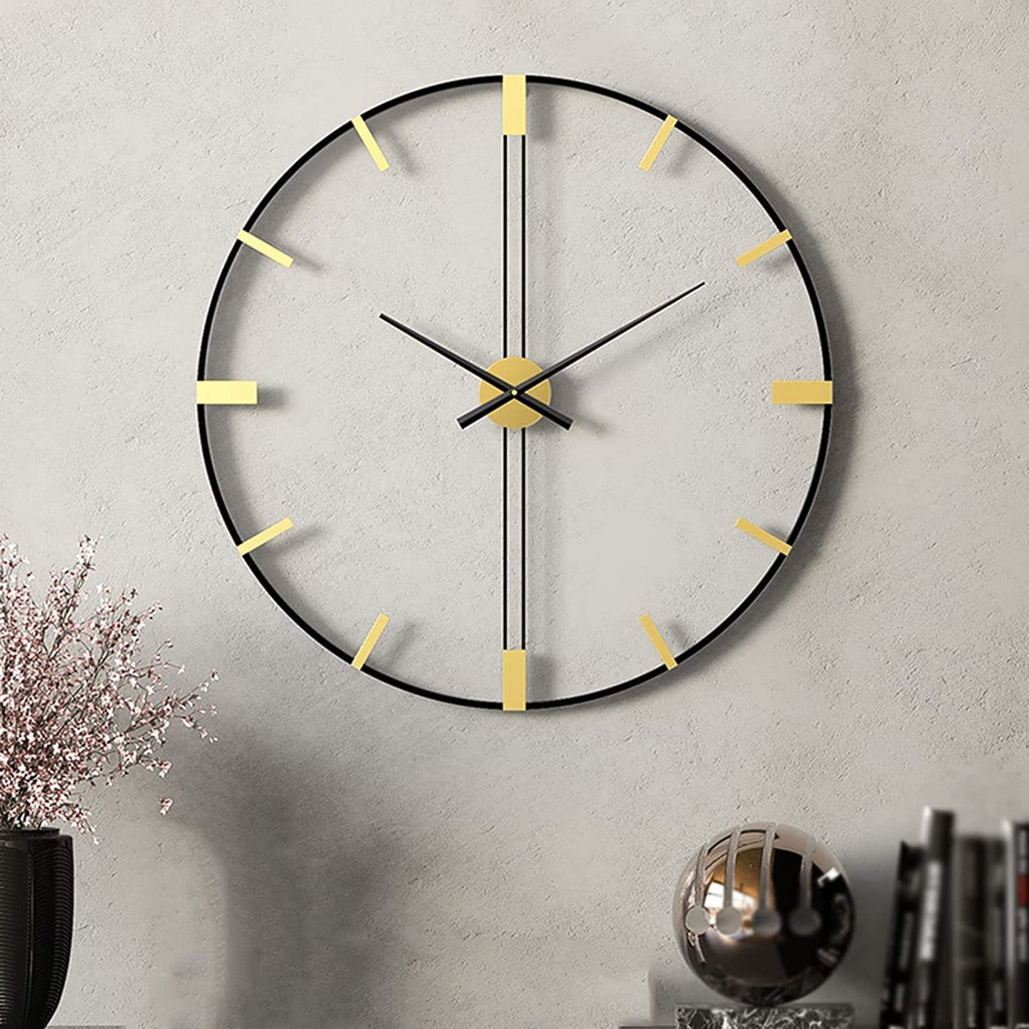 Wall Clock Mute Round Wall Clocks Non-Ticking Battery Operated Clock for Living Room Bedroom Home Decor