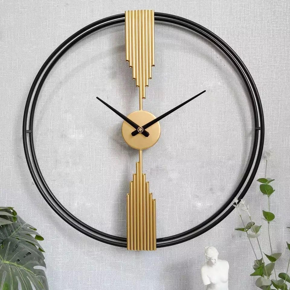 Metal Wall Clock Decorative Iron Metal Hanging Wall Clock for Home/Living Room/Bedroom/Hall/Dining Hall