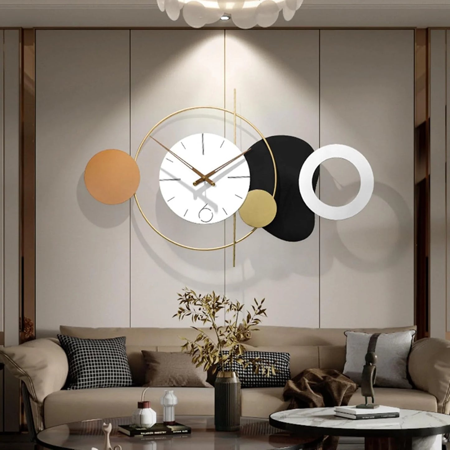 Decorative Wall Clocks, Metal Starburst Clock Silent Non-Ticking Modern Wall Clock (100*61 cm)