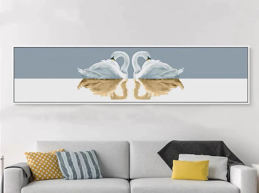 Two Swan Love in the Lake Large crystal Painting (180*60 CM)