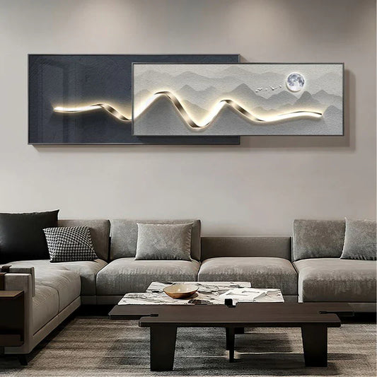 Abstract Modern Crystal Glass Painting [ 50x180 CM