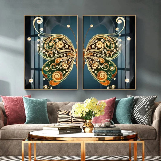 Butterfly Collection Home Decor Painting Crystal Panel Wall Art PVC Frame