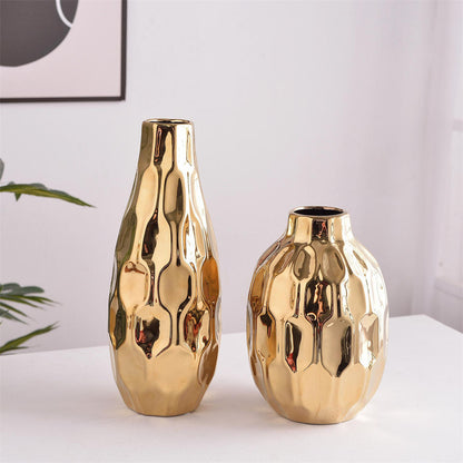 Gold-plated ceramic vase