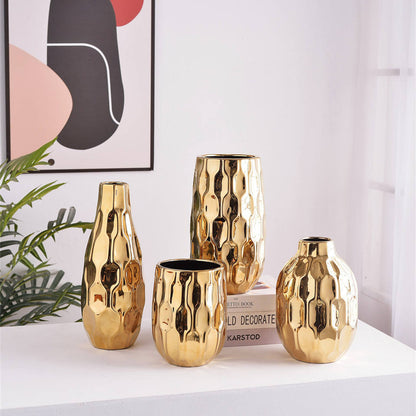 Gold-plated ceramic vase