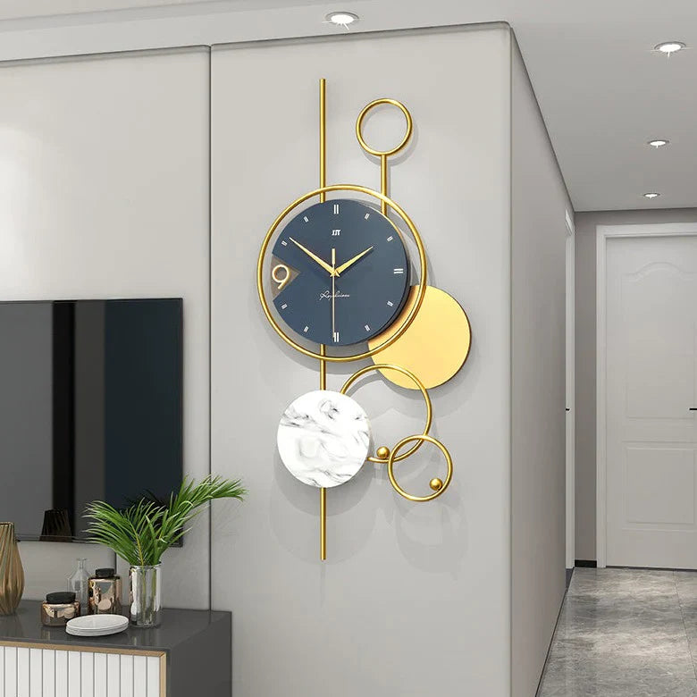 METAL ART WALL CLOCK - MODERN GEOMETRIC DESIGN