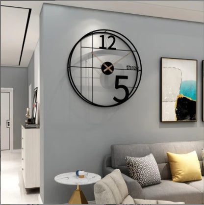 Decorative Iron Black Analog Wall Hanging Clock for Living Room Bedroom Home Office Timeless Decor