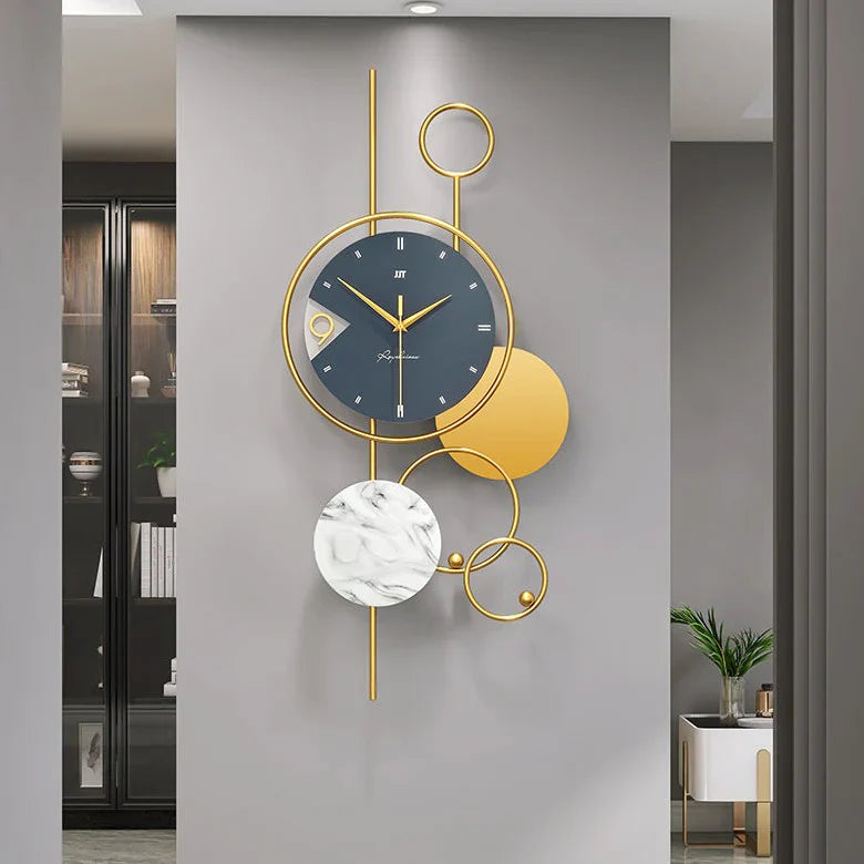 METAL ART WALL CLOCK - MODERN GEOMETRIC DESIGN