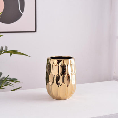 Gold-plated ceramic vase