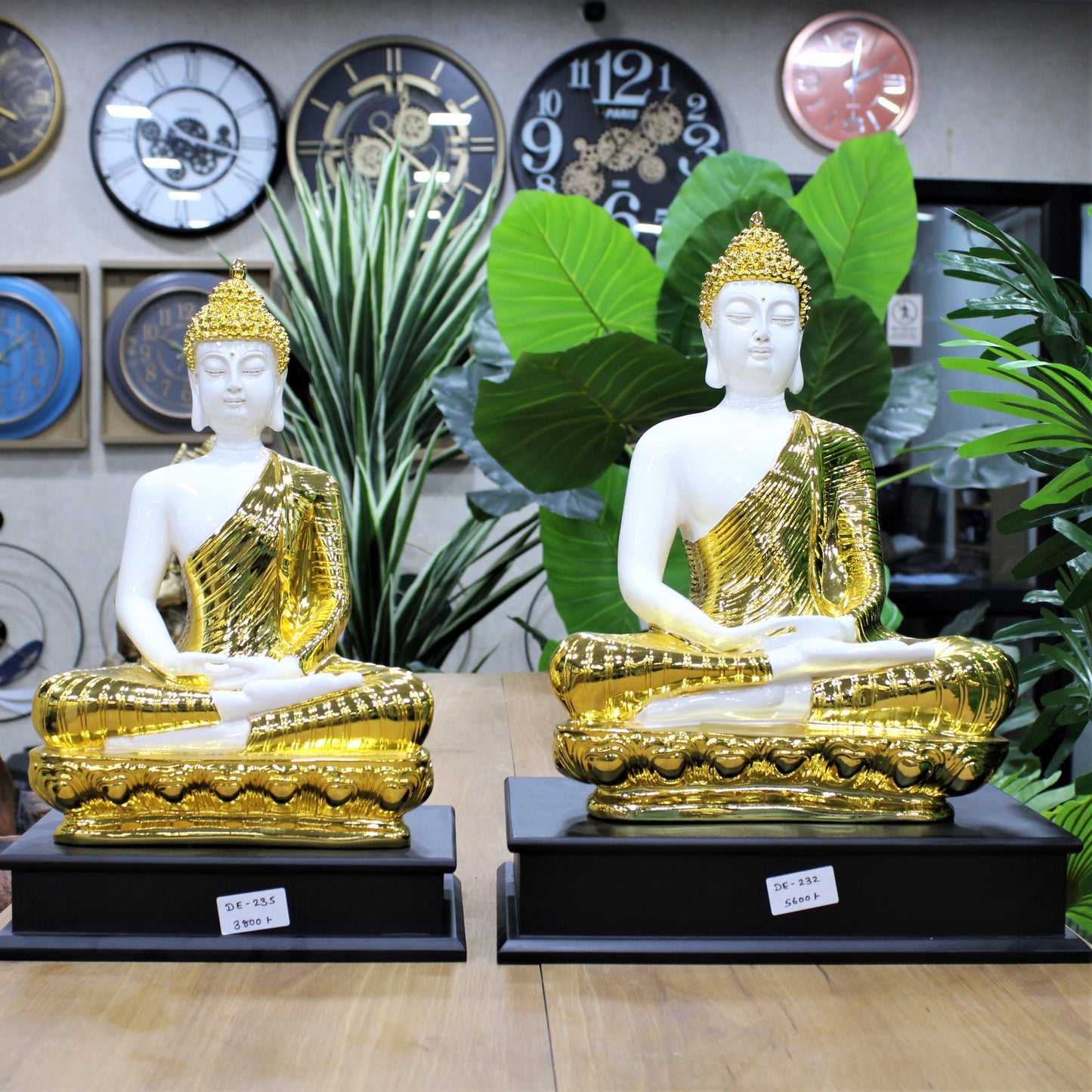 Euroxo White Golden Buddha Idol in Dhyan Mudra