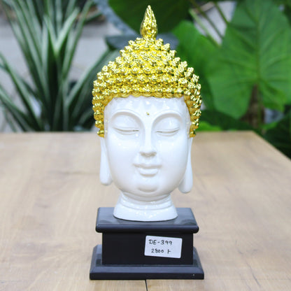 Euroxo Buddha Statue Home Decor Indoor Feng Shui Showpiece Idol, 12cm,12cm, 29cm, White And Gold