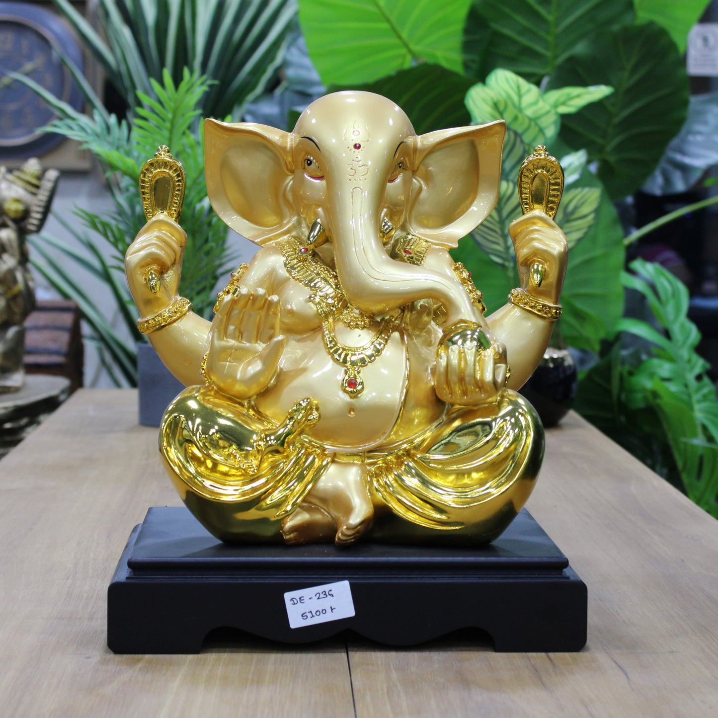 Euroxo Lord Ganesha Statue in White and Gold (13 Inch)