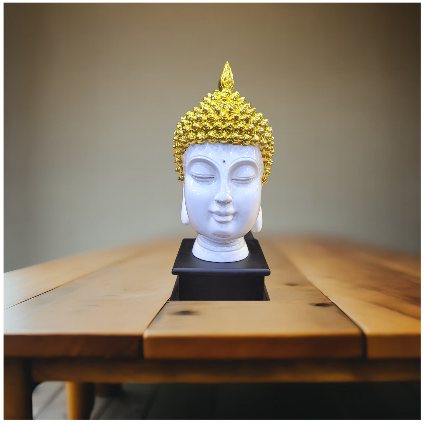 Euroxo Buddha Statue Home Decor Indoor Feng Shui Showpiece Idol, 12cm,12cm, 29cm, White And Gold