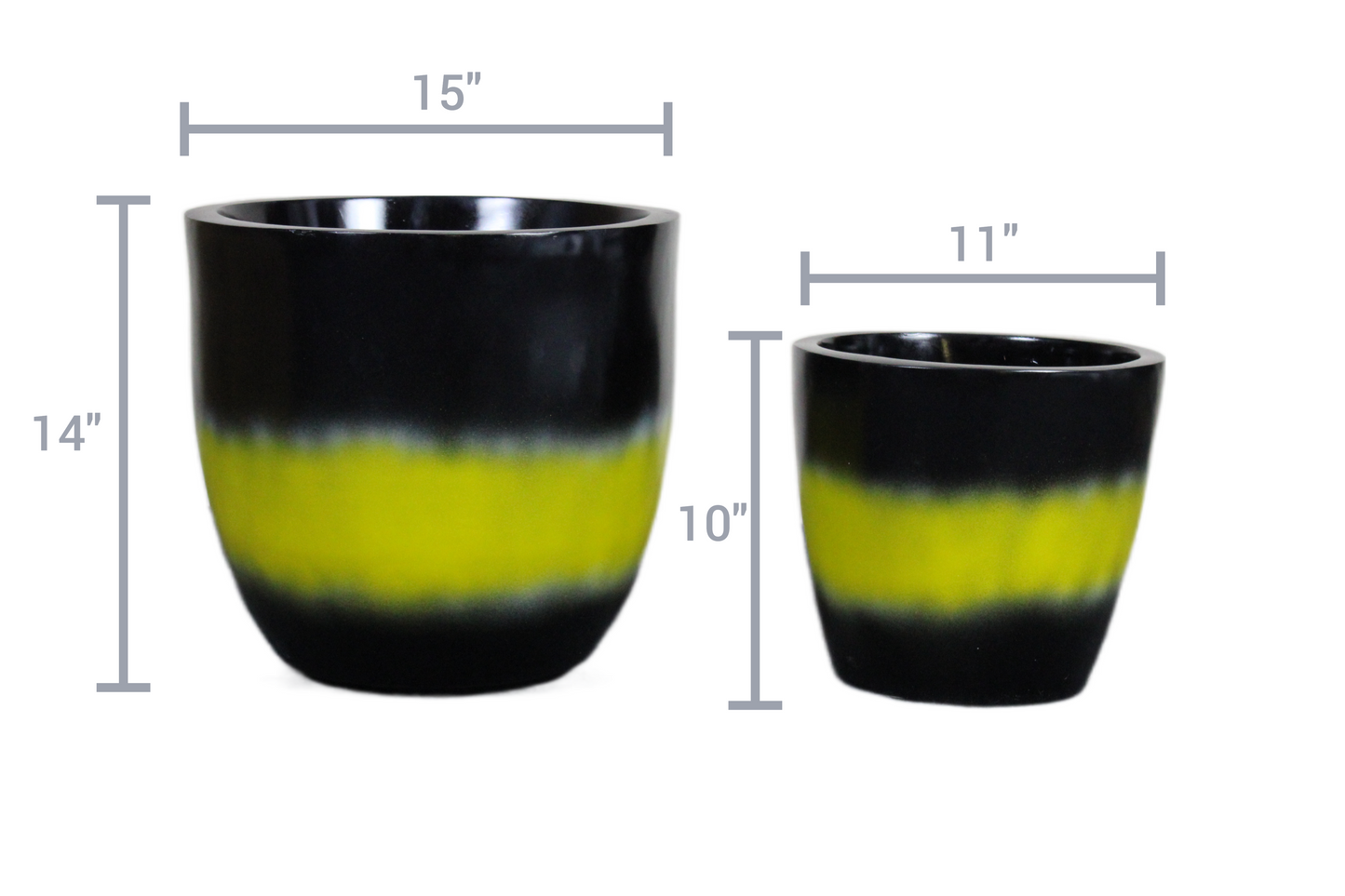 Euroxo Black Yellow Fiber Planter Set | FRP Planter for indoor & outdoor