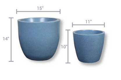 Euroxo Blue Marble Effect Fiber Planter Set | FRP Planter for indoor & outdoor