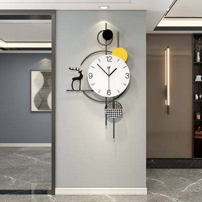 Large Wall Clock Non-Ticking Silent, Modern Metal Big Decorative Wall Clock