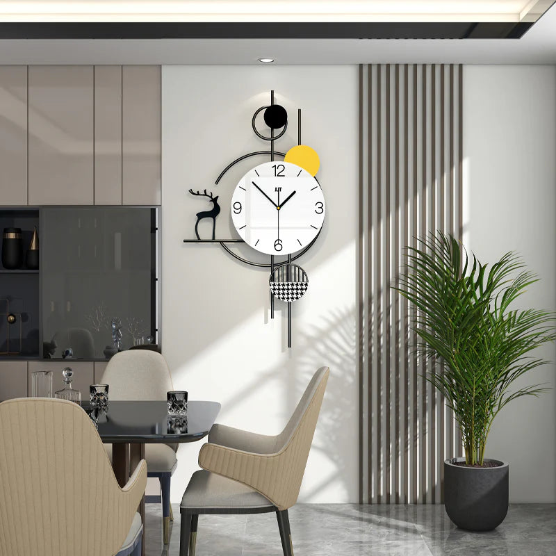 Large Wall Clock Non-Ticking Silent, Modern Metal Big Decorative Wall Clock