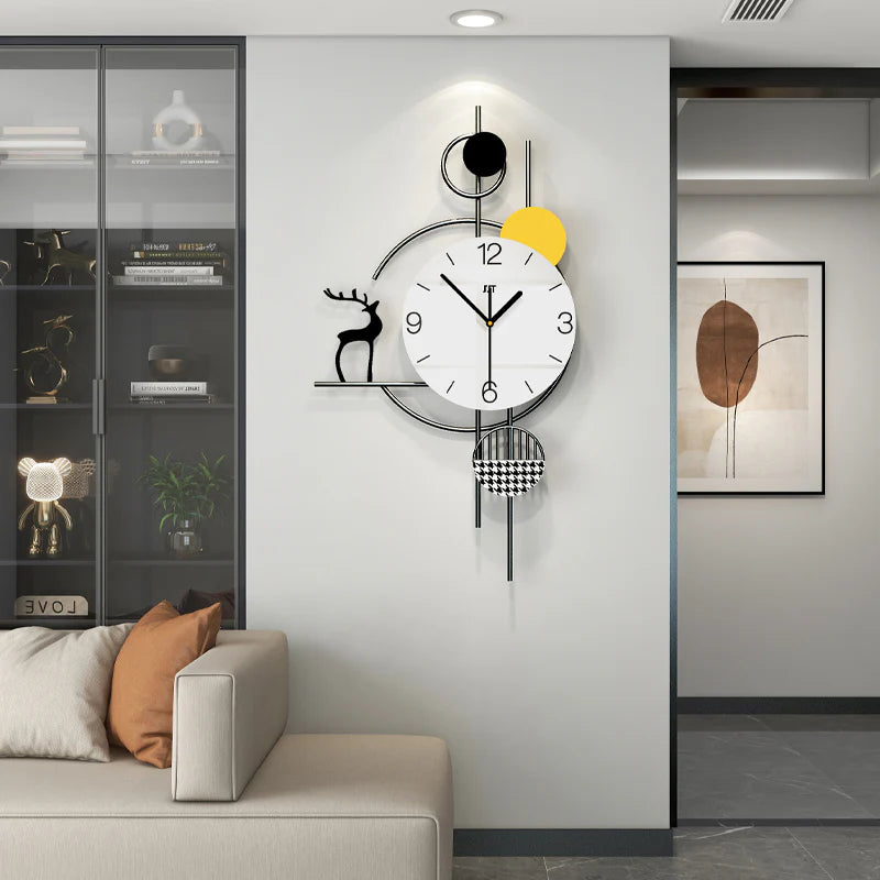 Large Wall Clock Non-Ticking Silent, Modern Metal Big Decorative Wall Clock