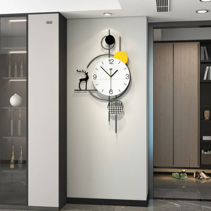 Large Wall Clock Non-Ticking Silent, Modern Metal Big Decorative Wall Clock