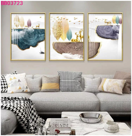 Modern Crystal Painting For Décor Set Of 3 (40*60*3 CM)