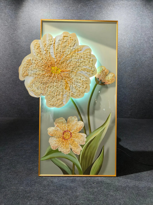 Modern Led Wall Flower Painting, Beautiful Living Room Painting (Size:- 2*4 feet)