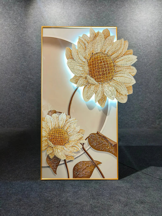 Modern Led Wall Flower Painting, Beautiful Living Room Painting (Size:- 2*4 feet)