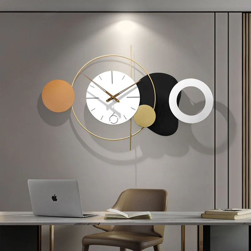 Decorative Wall Clocks, Metal Starburst Clock Silent Non-Ticking Modern Wall Clock (100*61 cm)